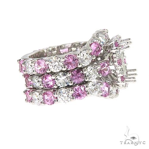 Pink Sapphire Diamond Platinum Engagement Ring Set 67170 - Image 4