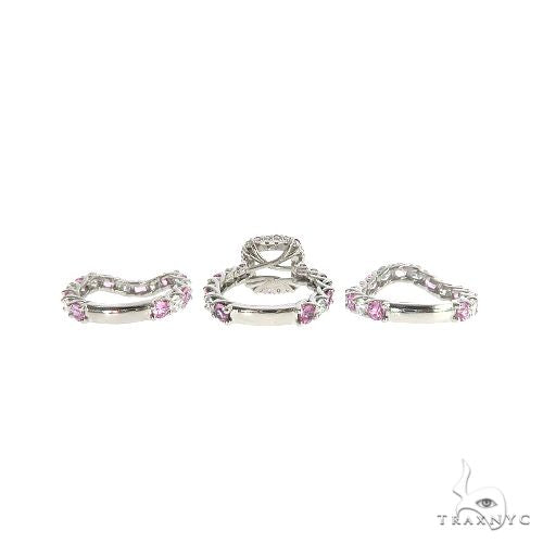 Pink Sapphire Diamond Platinum Engagement Ring Set 67170 - Image 5