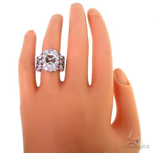 Pink Sapphire Diamond Platinum Engagement Ring Set 67170 - Image 7