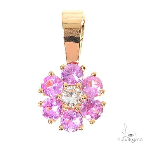 Pink Sapphire Diamond Flower Pendant 66809 - Image 1