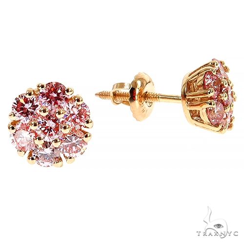 Pink Diamond Flower Earrings 68027 - Image 2