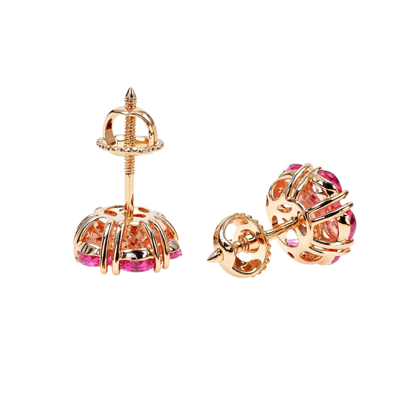 Large Cherry Blossom Sapphire Diamond Flower Earrings 66788