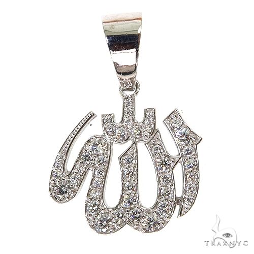 Platinum Diamond Allah Islam Religious Charm Pendant 67551 - Image 1