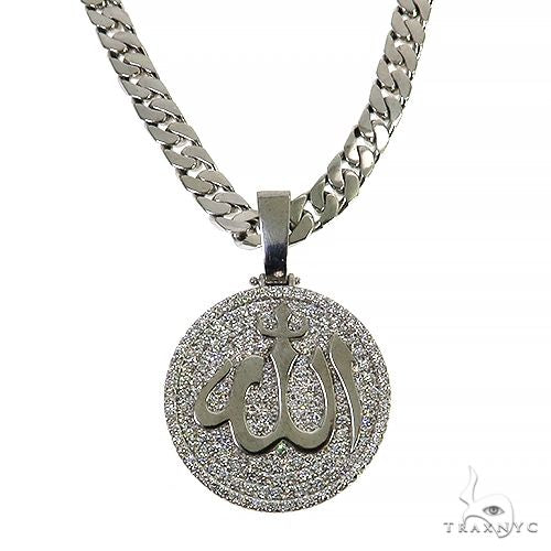 Platinum Diamond Allah Pendant Set 67971 - Image 1