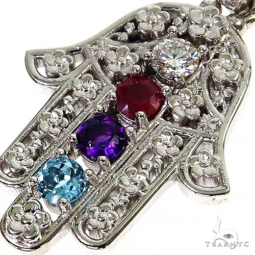 Platinum Hamsa Birthstone Pendant 68385 - Image 3