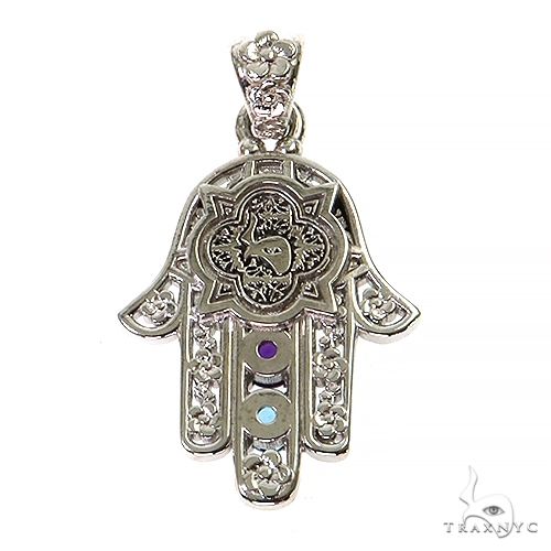 Platinum Hamsa Birthstone Pendant 68385 - Image 4