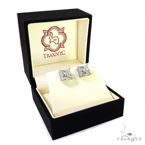 Princess Cut Stud Earrings 68757 - Image 6