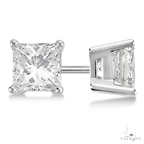 Princess Diamond Stud Earrings 14kt White Gold H-I, SI2-SI3 57460 - Image 1