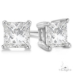 Princess Diamond Stud Earrings 14kt White Gold H-I, SI2-SI3 57460 - Image 3