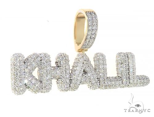Special Custom Yellow Gold Ice Out Diamonds Name Khali Pendant 65257 - Image 2