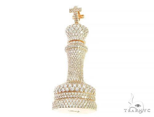 14K Yellow Gold Chess Piece Dimond Pendant 65743 - Image 1