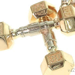 14K Two Tone Big Dumbbells Barbells Fitness Pendant 66106 - Image 4