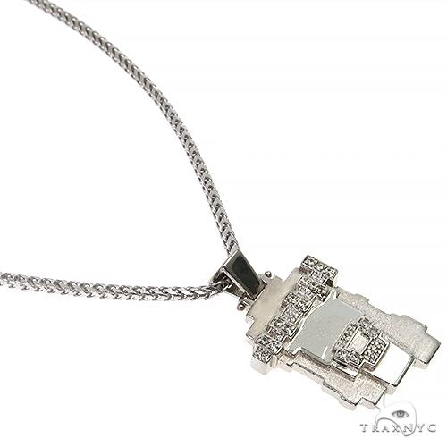 Silver Diamond Jesus Pendant With Franco Chain Set 67426 - Image 2