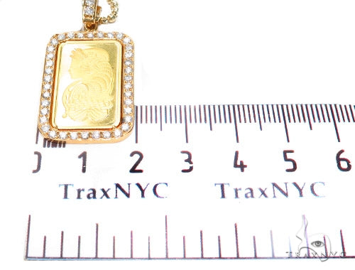 Prong Diamond 24k Gold Pendant Bar Moon Cut Chain 42206 - Image 9