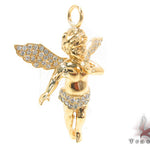 14K Gold Prong Diamond Angel Pendant 36459 - Image 2