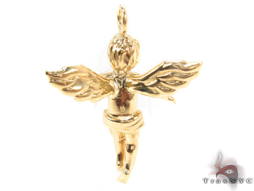 14K Gold Prong Diamond Angel Pendant 36459 - Image 5