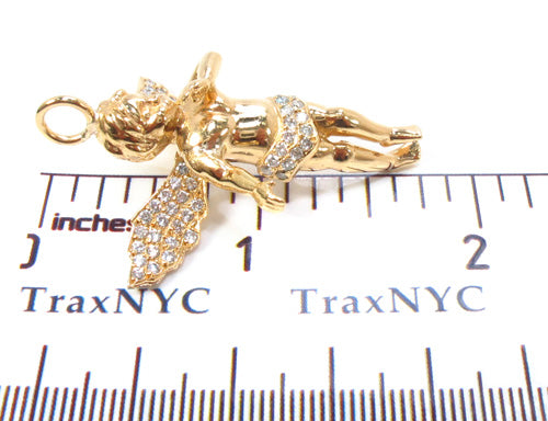 14K Gold Prong Diamond Angel Pendant 36459 - Image 8