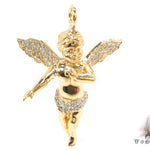 18K Gold Prong Diamond Angel Pendant 34693 - Image 1