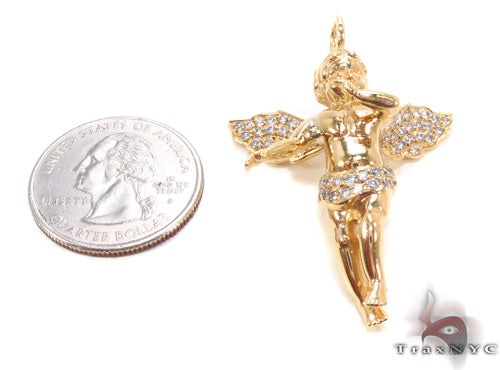 18K Gold Prong Diamond Angel Pendant 34693 - Image 6