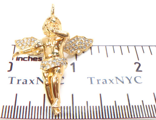 18K Gold Prong Diamond Angel Pendant 34693 - Image 9