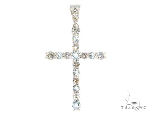 Prong Diamond Aquamarine Cross 44532 - Image 1