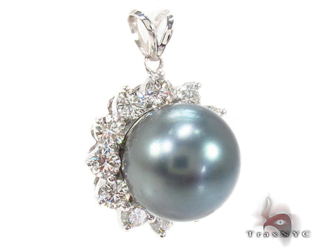Prong Diamond Black Pearl Pendant 32066 - Image 2