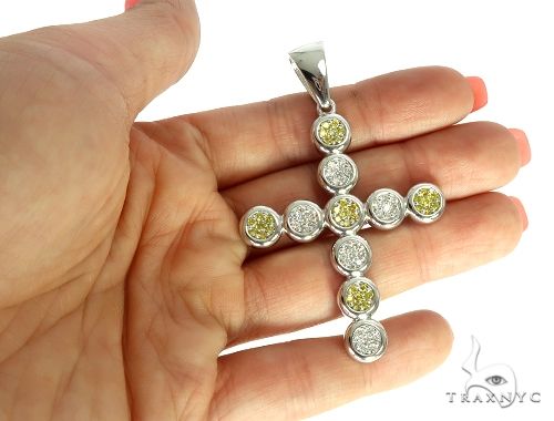 Prong Diamond Canary Cross Pendant 66046 - Image 5