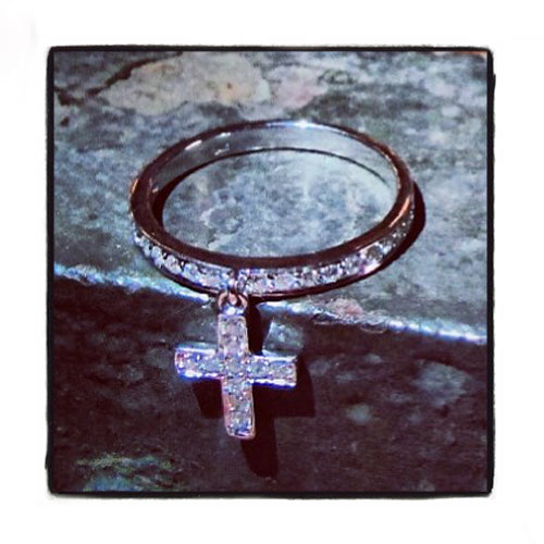 Prong Diamond Cross Crucifix Ring 39754 - Image 1