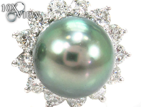 Prong Diamond Green Pearl  Earrings 32065 - Image 3