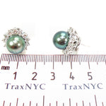 Prong Diamond Green Pearl  Earrings 32065 - Image 6