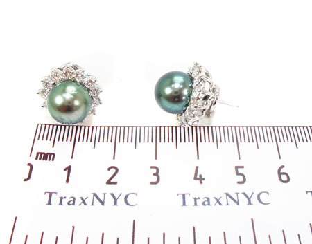 Prong Diamond Green Pearl  Earrings 32065 - Image 6