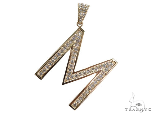 Prong Diamond Initial 'M' Pendant 40774 - Image 1