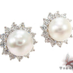 Prong Diamond Pearl Earrings 32064 - Image 2