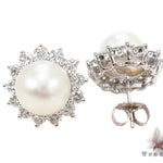 Prong Diamond Pearl Earrings 32064 - Image 4