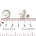 Prong Diamond Pearl Earrings 32064 - Image 6