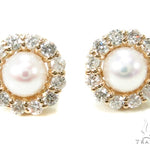 Prong Diamond Pearl Earrings 36949 - Image 1