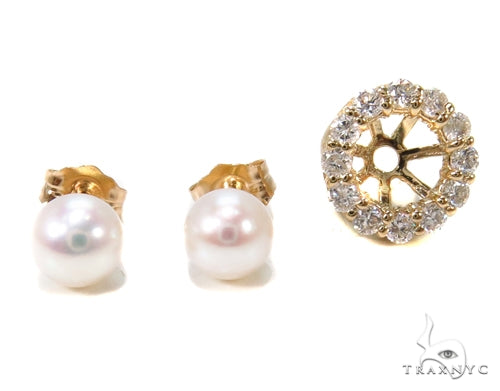 Prong Diamond Pearl Earrings 36949 - Image 6