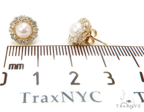 Prong Diamond Pearl Earrings 36949 - Image 7