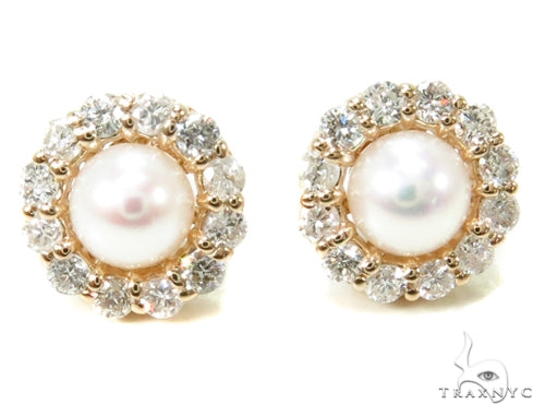 Prong Diamond Pearl Earrings 36950 - Image 1