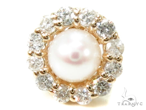 Prong Diamond Pearl Earrings 36950 - Image 2