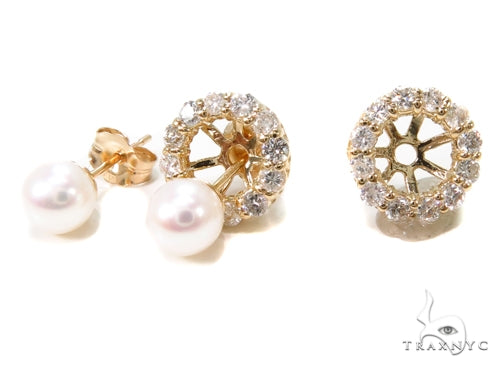 Prong Diamond Pearl Earrings 36950 - Image 5