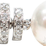 Prong Diamond Pearl Hoop Earrings 42319 - Image 3