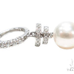 Prong Diamond Pearl Hoop Earrings 42319 - Image 4