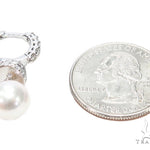 Prong Diamond Pearl Hoop Earrings 42319 - Image 5