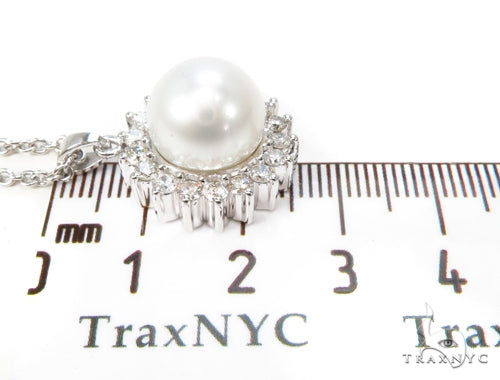 Prong Diamond Pearl Necklace 37699 - Image 10