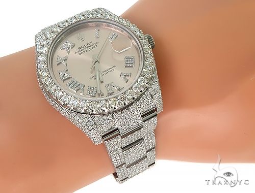 DateJust Oyster Perpetual Diamond Rolex Watch 41mm Stainless Steel 66185 - Image 9