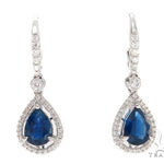 Prong Diamond & Pear-cut Sapphire Earrings 42436 - Image 1