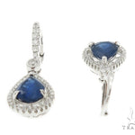 Prong Diamond & Pear-cut Sapphire Earrings 42436 - Image 4
