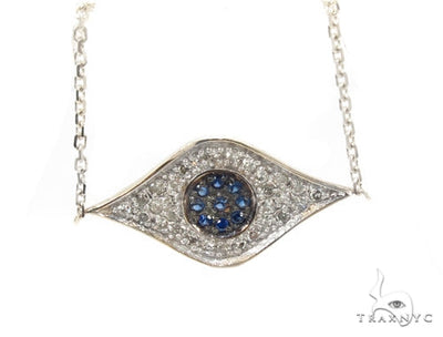 Prong Diamond Sapphire Gemstone Necklace 35273 - Image 1
