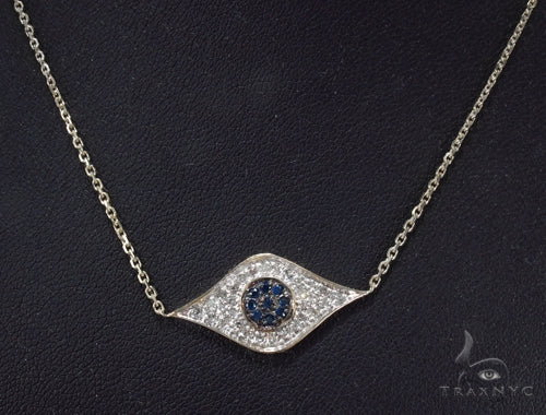 Prong Diamond Sapphire Gemstone Necklace 35273 - Image 11